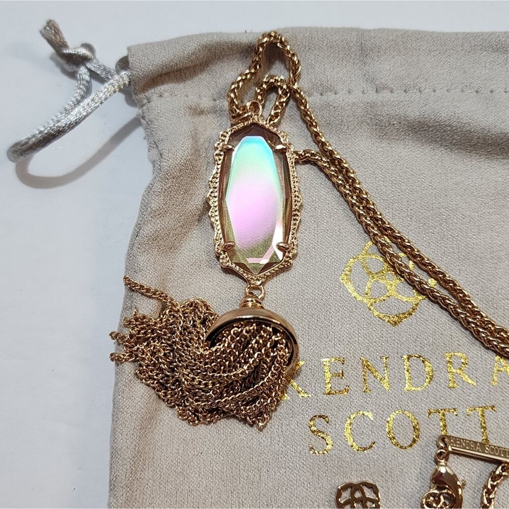 Kendra Scott rose gold and iridescent glass tassel‎ necklace
